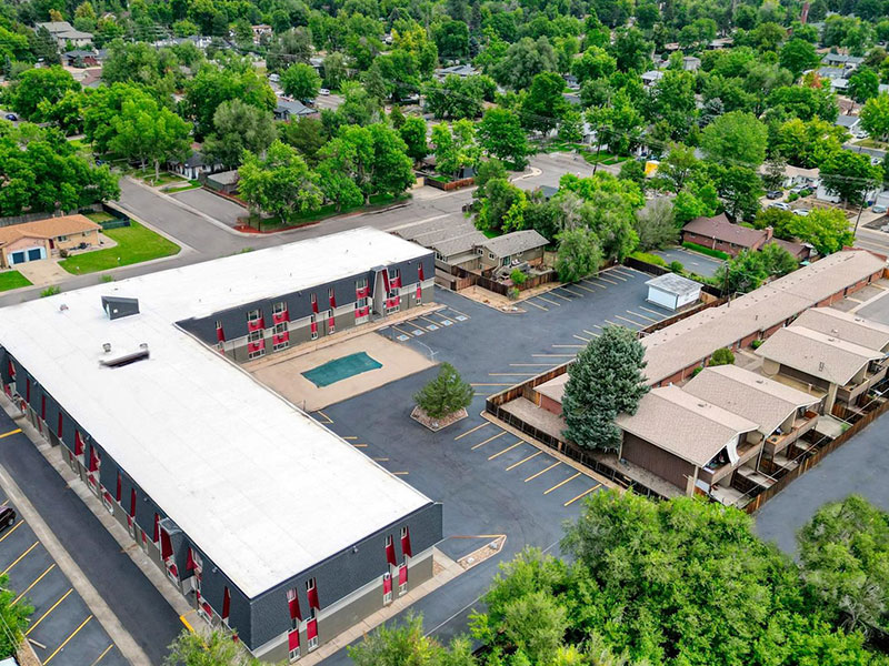 Aerial view of The Squire Apartments